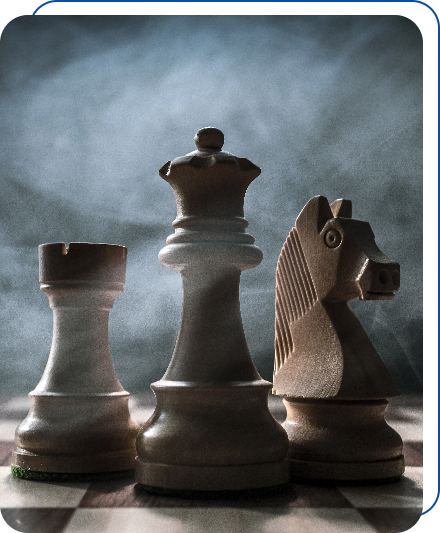 Business intelligence services represented by chess board