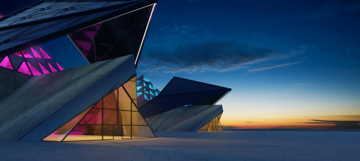 Futuristic building as a metaphor for structured data architecture