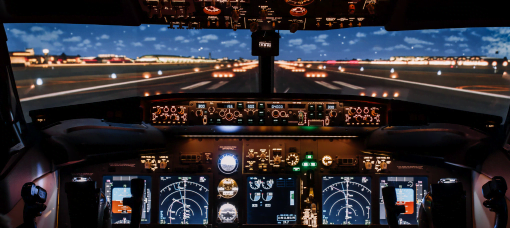 High-tech airplane cockpit representing big data services